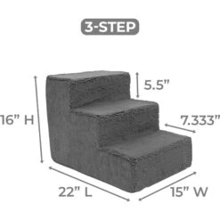 Precious Tails High Density Foam Sherpa Top 3 Steps Dog & Cat Stair -Dog Supply Store 675062 PT5. AC SS1800 V1665780323
