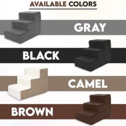 Precious Tails High Density Foam Sherpa Top 3 Steps Dog & Cat Stair -Dog Supply Store 675062 PT6. AC SS1800 V1665780141