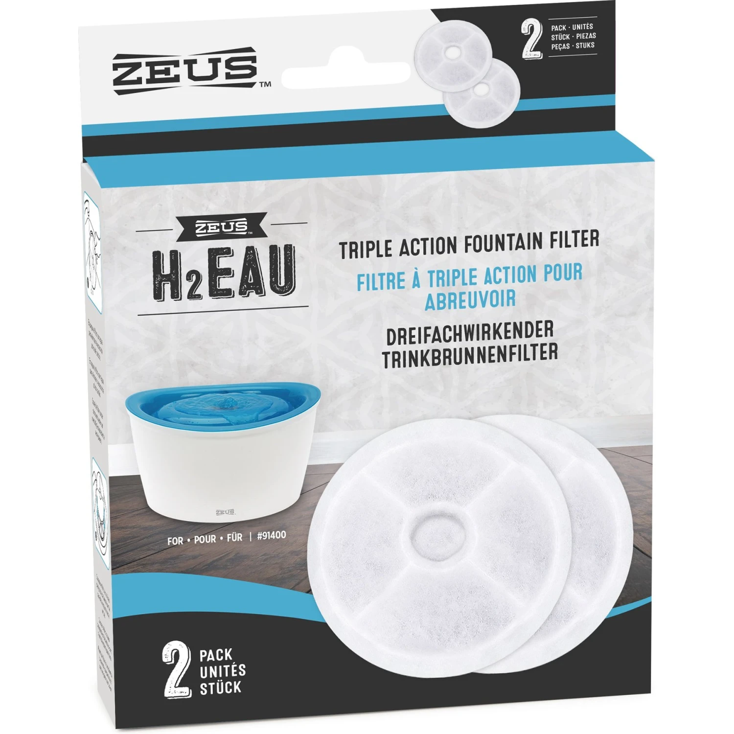 Zeus H2EAU Drinking Fountain Filters, 2 Count 1 Zeus H2EAU Drinking Fountain Filters, 2 Count