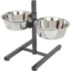 Iconic Pet Adjustable Stainless Steel Elevated Dog Bowl, H Design
