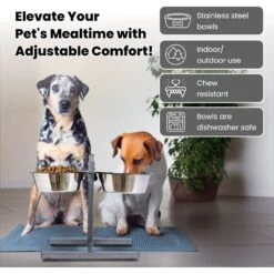 Iconic Pet Adjustable Stainless Steel Elevated Dog Bowl, H Design 11 Iconic Pet Adjustable Stainless Steel Elevated Dog Bowl, H Design -Dog Supply Store 701886 PT2. AC SS1800 V1668110957