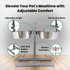 Iconic Pet Adjustable Stainless Steel Elevated Dog Bowl, H Design 13 Iconic Pet Adjustable Stainless Steel Elevated Dog Bowl, H Design -Dog Supply Store 701886 PT4. AC SS1800 V1668110955