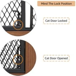 Unipaws 4 Panel Wire Mesh Dog & Cat Gate With Small Pet Door, Walnut, Large -Dog Supply Store 704534 PT5. AC SS1800 V1670426116