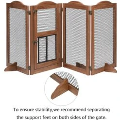 Unipaws 4 Panel Wire Mesh Dog & Cat Gate With Small Pet Door, Walnut, Large -Dog Supply Store 704534 PT6. AC SS1800 V1670426118