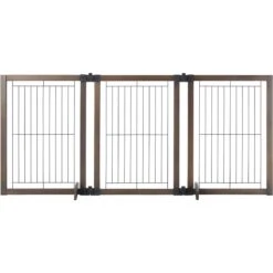 MyPet Extra Wide Versa-Lock Freestanding Cat & Dog Gate, Woodtone -Dog Supply Store 711838 PT4. AC SS1800 V1670434247