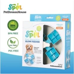 Pet Dream House SPIN Interactive Windmill Style Easy Level Slow Feeder Dog Bowl, Blue -Dog Supply Store 731870 PT3. AC SS1800 V1678741859