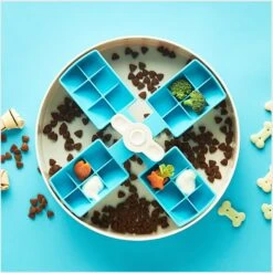 Pet Dream House SPIN Interactive Windmill Style Easy Level Slow Feeder Dog Bowl, Blue -Dog Supply Store 731870 PT4. AC SS1800 V1678741859