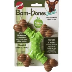 Ethical Pet Bambone X-Bone Apple Flavored Bone Dog Toy, Brown/Green