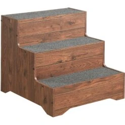 Unipaws Wooden Three-Story Dog Ladder, Walnut -Dog Supply Store 739438 PT2. AC SS1800 V1671222469