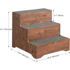 Unipaws Wooden Three-Story Dog Ladder, Walnut -Dog Supply Store 739438 PT4. AC SS1800 V1671222413