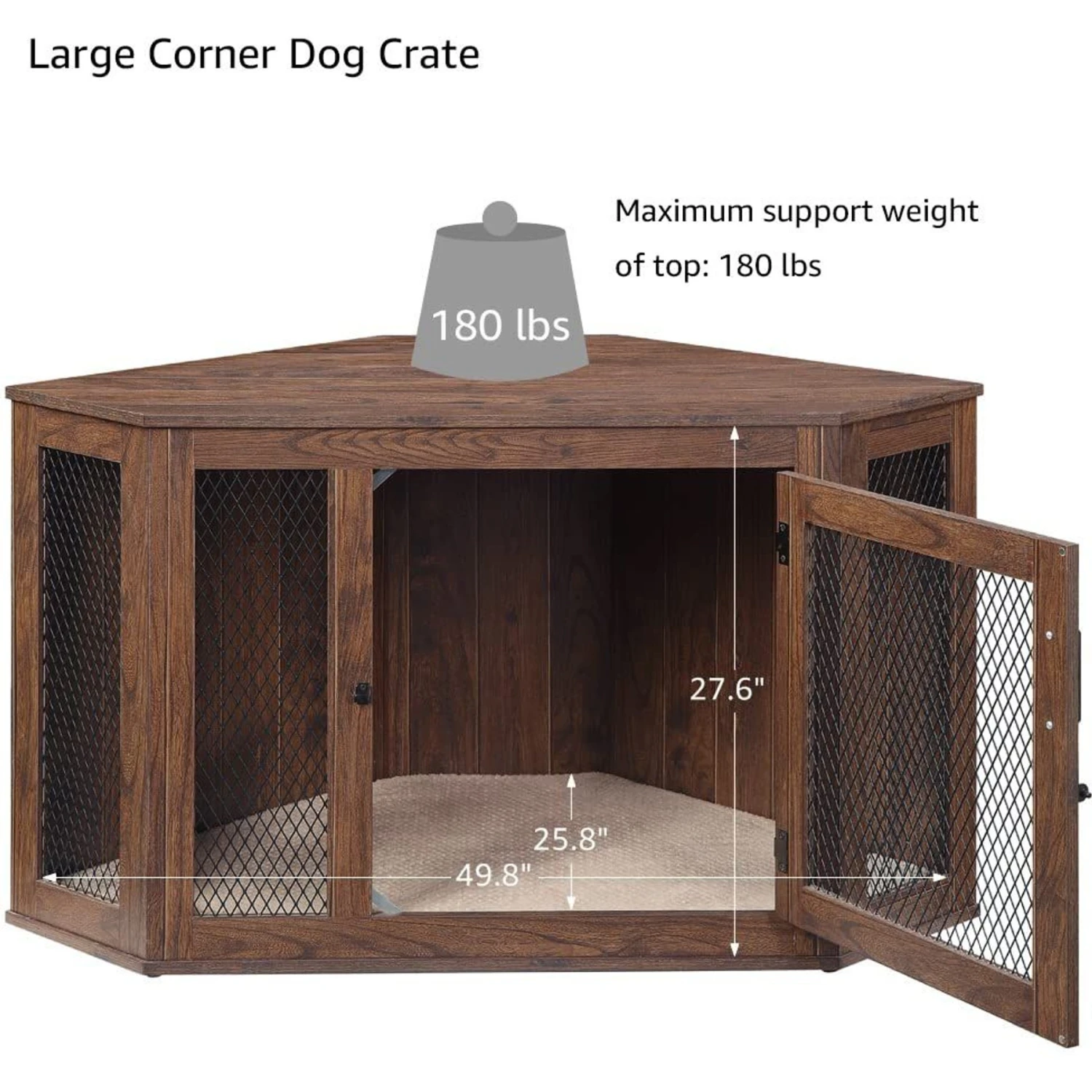 Unipaws Furniture Style Corner Dog Crate 6 Unipaws Furniture Style Corner Dog Crate - Image 6