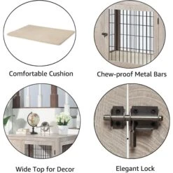 Unipaws Wooden Wire Furniture Style Dog Crate -Dog Supply Store 739542 PT4. AC SS1800 V1672168955