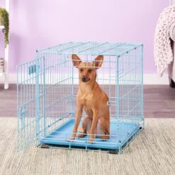MidWest ICrate Single Door Collapsible Wire Dog Crate, Blue -Dog Supply Store 74292 PT4. AC SS1800 V1562173093