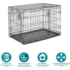 MidWest ICrate Fold & Carry Double Door Collapsible Wire Dog Crate & KONG Classic Dog Toy -Dog Supply Store 752366 PT4. AC SS1800 V1672869881