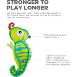 Outward Hound Xtreme Seamz Lizard Squeaky Durable Dog Toy, Green, Medium -Dog Supply Store 786382 PT2. AC SS1800 V1682621880