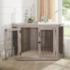 Unipaws Furniture Corner Dog Crate With Cushion, Weathered Grey