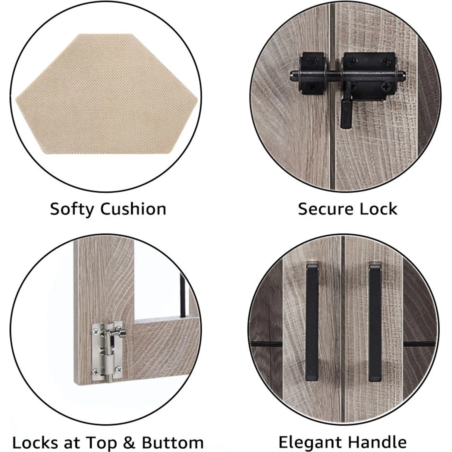 Unipaws Furniture Corner Dog Crate With Cushion, Weathered Grey 5 Unipaws Furniture Corner Dog Crate With Cushion, Weathered Grey - Image 5