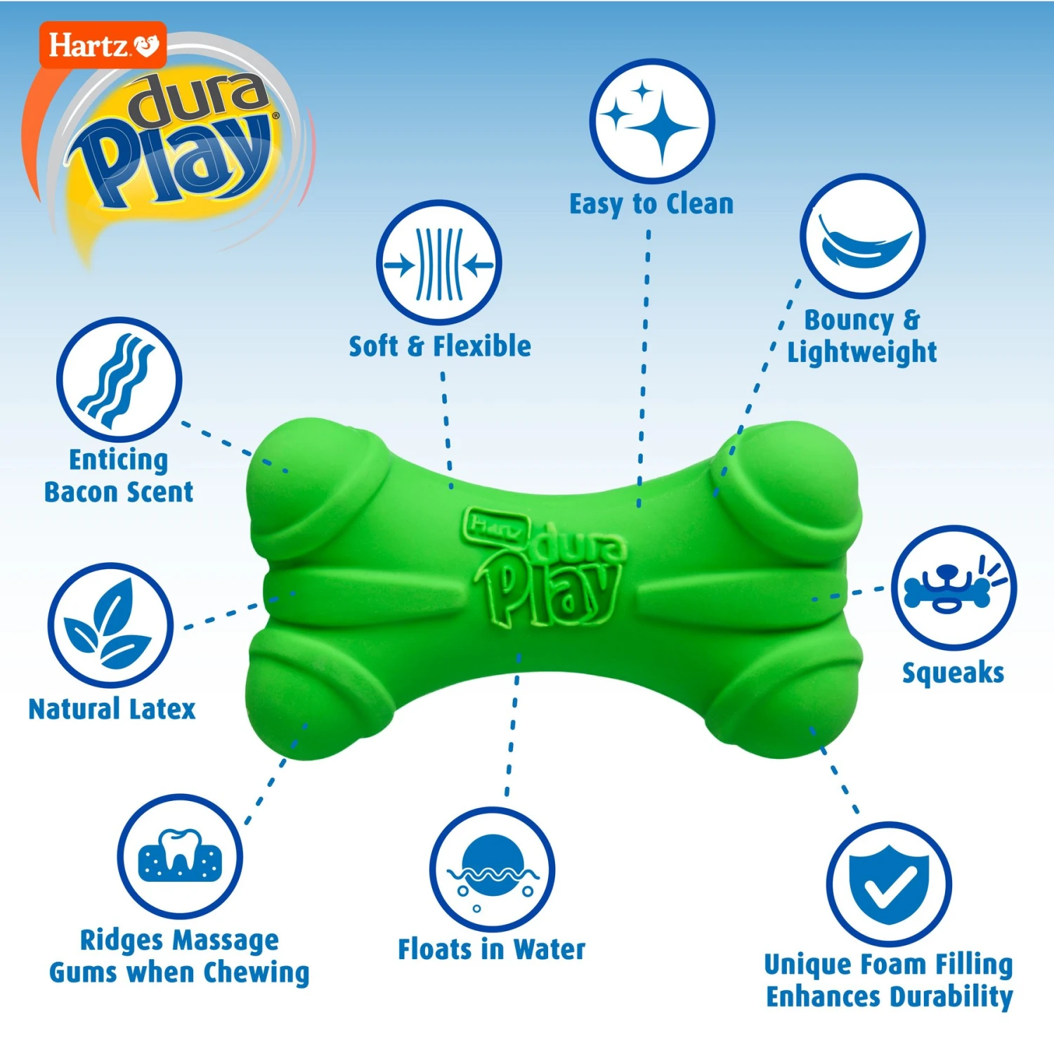 Hartz Dura Play Bone Squeaky Latex Dog Toy 2 Hartz Dura Play Bone Squeaky Latex Dog Toy - Image 2