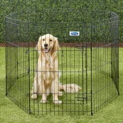 Petmate 8-Panel Wire Dog Exercise Pen With Door, Black 8 Petmate 8-Panel Wire Dog Exercise Pen With Door, Black -Dog Supply Store 83970 PT7. AC SS1800 V1524079729