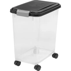 IRIS USA WeatherPro Airtight Dog, Cat, Bird & Small-Pet Food Storage Bin Container With Attachable Casters -Dog Supply Store 901870 PT7. AC SS1800 V1688391807
