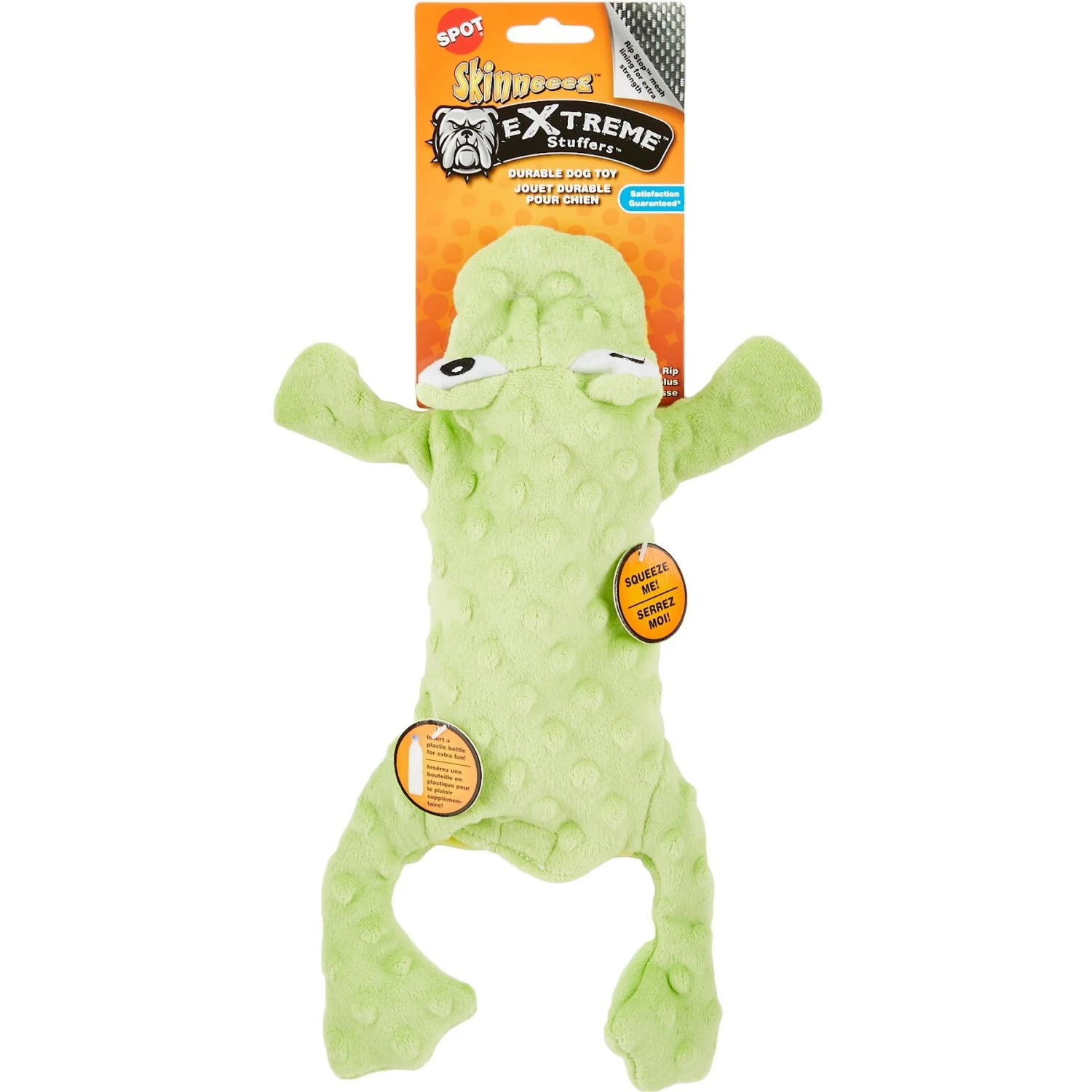 Ethical Pet Skinneeez Extreme Stuffer Frog Stuffing-Free Squeaky Plush Dog Toy 2 Ethical Pet Skinneeez Extreme Stuffer Frog Stuffing-Free Squeaky Plush Dog Toy - Image 2