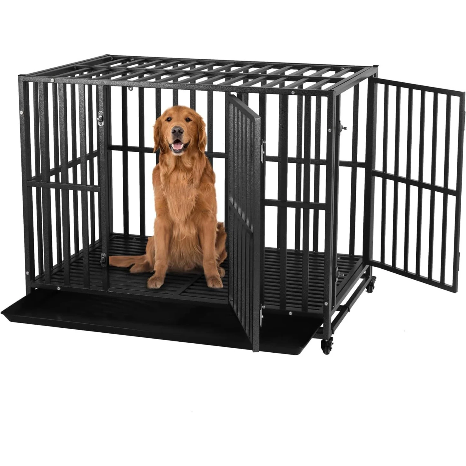 SMONTER Two Doors Heavy Duty Dog Crate 1 SMONTER Two Doors Heavy Duty Dog Crate