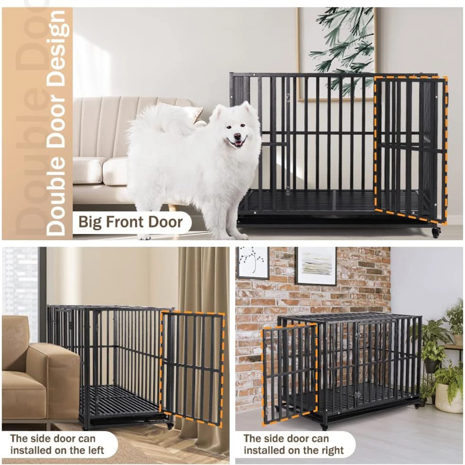 SMONTER Two Doors Heavy Duty Dog Crate 2 SMONTER Two Doors Heavy Duty Dog Crate - Image 2