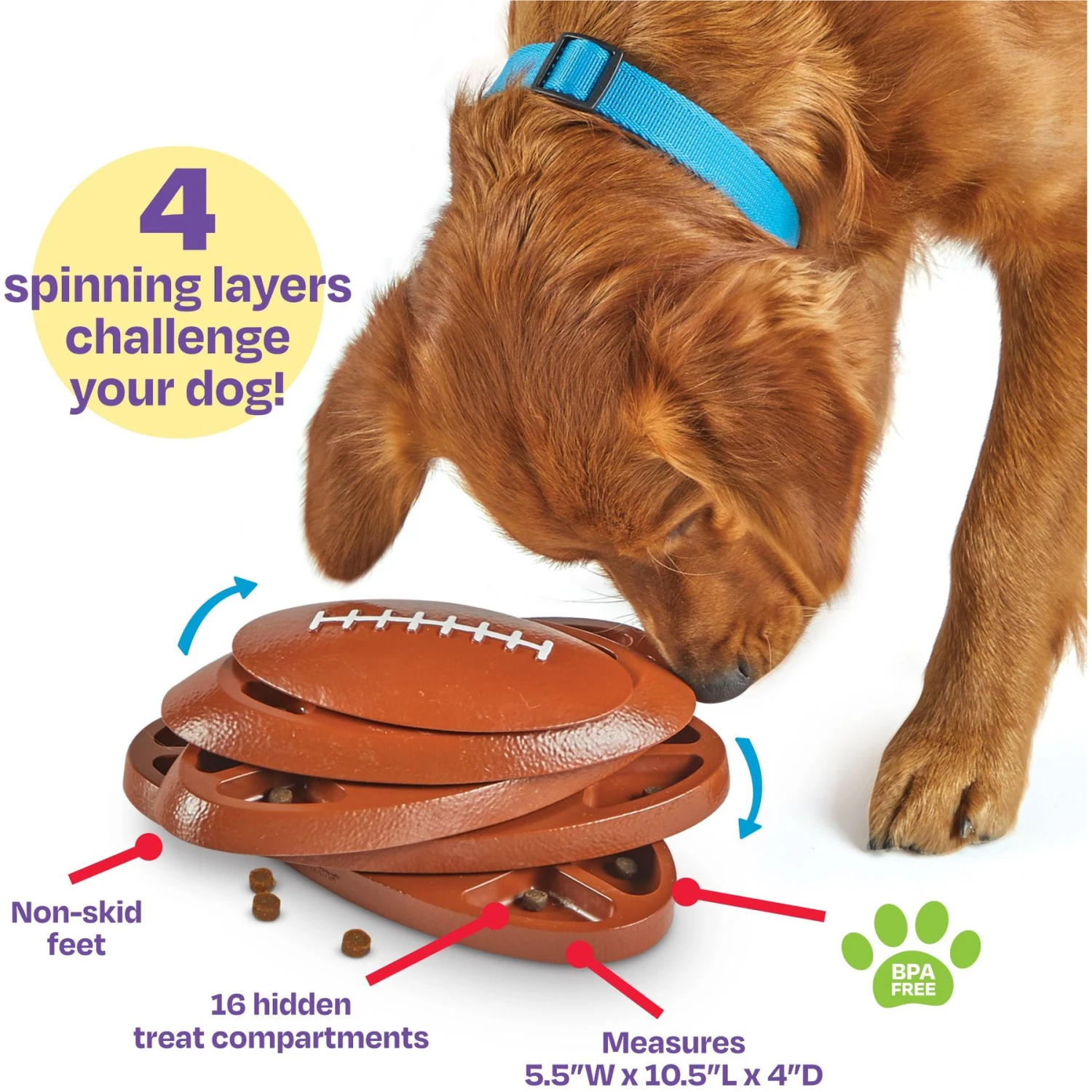 Brightkins Touchdown Time! Treat Puzzle Dog Toy 2 Brightkins Touchdown Time! Treat Puzzle Dog Toy - Image 2