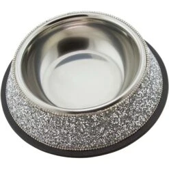 Sparkles Home Luminous Rhinestone Dog Bowl, Silver