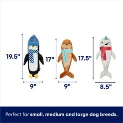 Frisco Holiday Ho Ho Ho Fetch Squeaky Tennis Ball Dog Toy & Frisco Holiday Arctic Friends Stuffing-Free Skinny Plush Squeaky Dog Toy -Dog Supply Store 986310 PT6. AC SS1800 V1698258464