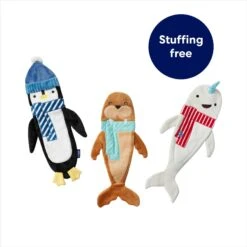 Frisco Holiday Ho Ho Ho Fetch Squeaky Tennis Ball Dog Toy & Frisco Holiday Arctic Friends Stuffing-Free Skinny Plush Squeaky Dog Toy -Dog Supply Store 986310 PT7. AC SS1800 V1698258405